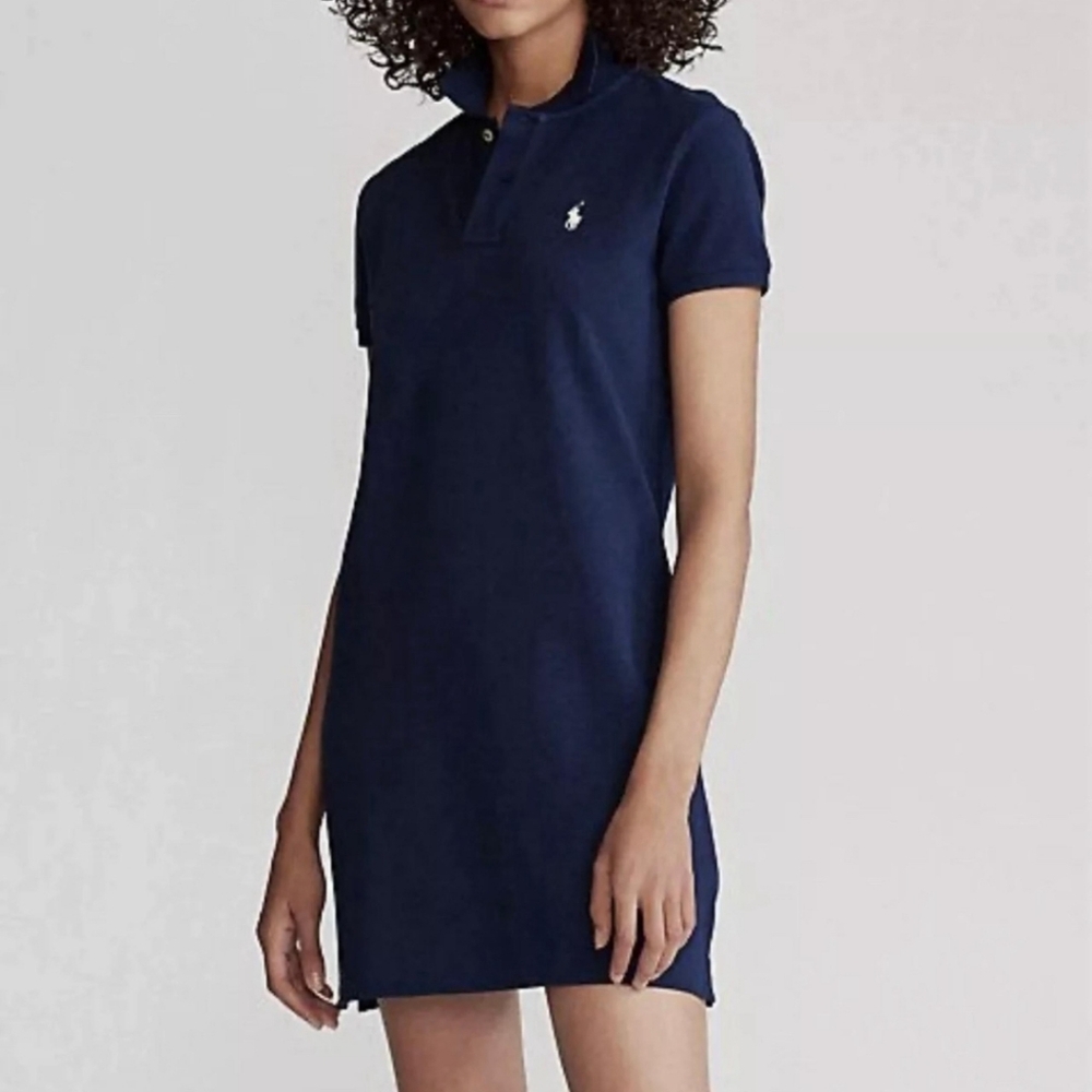 Signature crest The Mesh Mini Polo Minidress Navy White XS